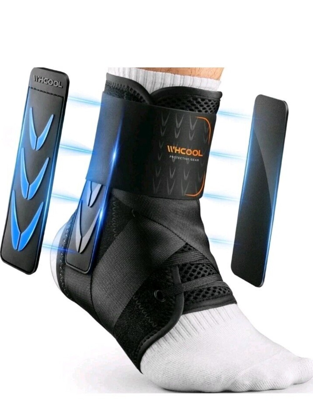 WHCOOL Slim-Fit Ankle Brace for Sprained Ankle, Quick Lace Up Ankle Support Sz L